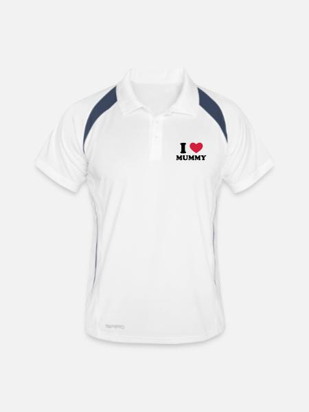 I Love Mummy - Männer Polo atmungsaktiv - Weiß/Navy - Vorne
