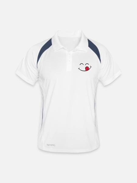 Delicious - Männer Polo atmungsaktiv - Weiß/Navy - Vorne