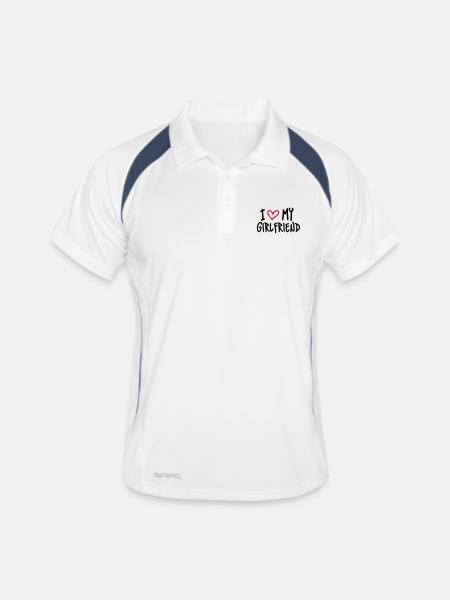 I Love my Girlfriend - Männer Polo atmungsaktiv - Weiß/Navy - Vorne