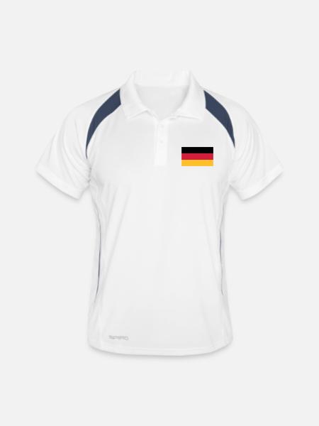germany flag - Männer Polo atmungsaktiv - Weiß/Navy - Vorne
