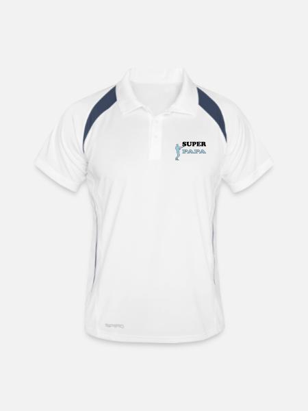PAPA - Männer Polo atmungsaktiv - Weiß/Navy