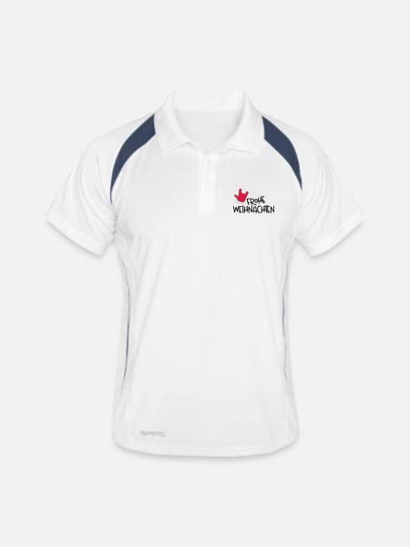 Frohe Weihnachten - Männer Polo atmungsaktiv - Weiß/Navy - Vorne