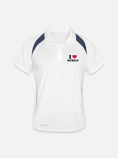 I Love Myself - Polo respirant Homme - blanc/marine - Devant