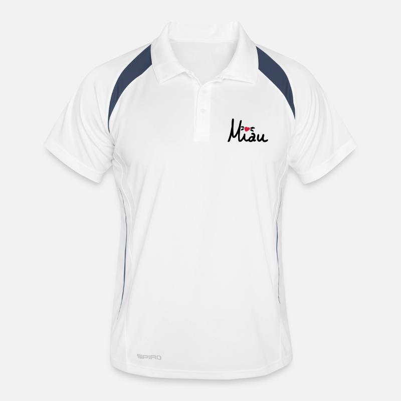 Miau süßer Schriftzug mit Herz , Katze , Geschenk Männer Polo atmungsaktiv