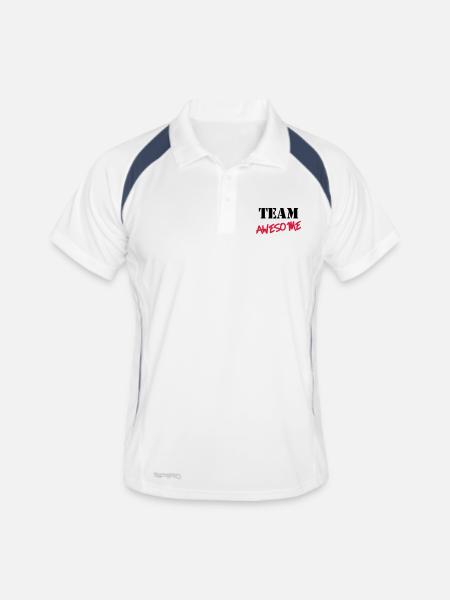 Team Awesome - Männer Polo atmungsaktiv - Weiß/Navy - Vorne