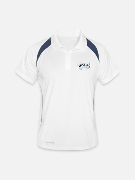 Vodka / Alcool / Fête / Alcoolique / Bourré Saoul - Polo respirant Homme - blanc/marine - Devant