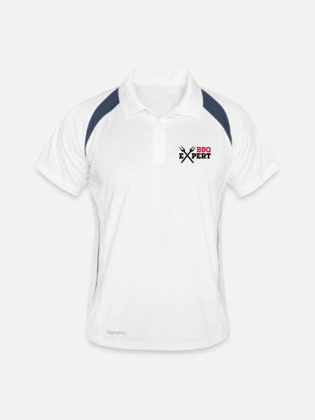 Grill - Männer Polo atmungsaktiv - Weiß/Navy - Vorne