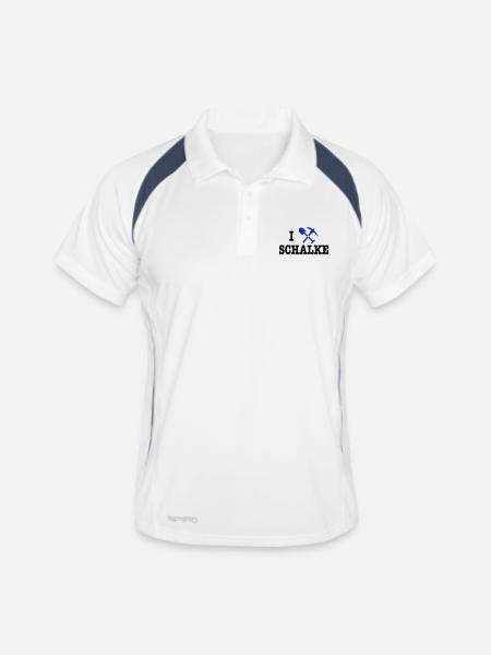 I Love Schalke - Polo respirant Homme - blanc/marine - Devant