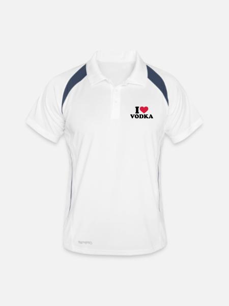 I love Vodka - Polo respirant Homme - blanc/marine - Devant