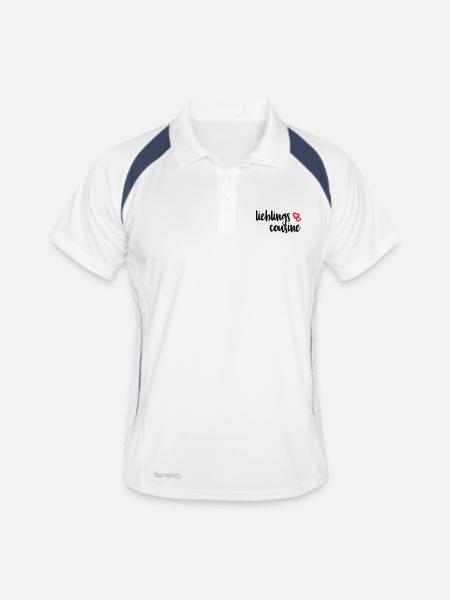 Lieblingscousine Cousine Cousinen Sprüche Geschenk - Männer Polo atmungsaktiv - Weiß/Navy - Vorne