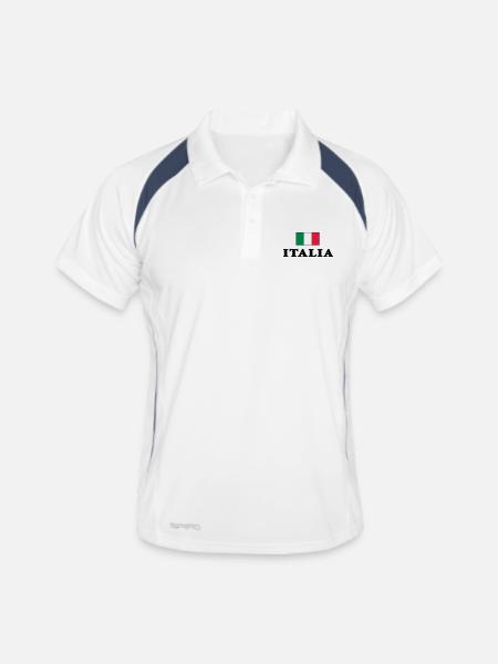 Italy flag with Italia lettering - Men's Polo breathable - white/navy - Front