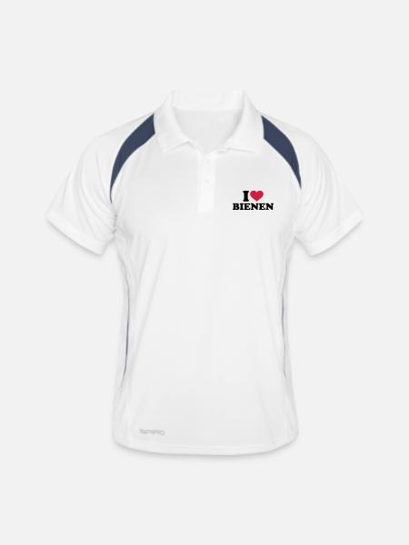 Biene - Männer Polo atmungsaktiv - Weiß/Navy - Vorne
