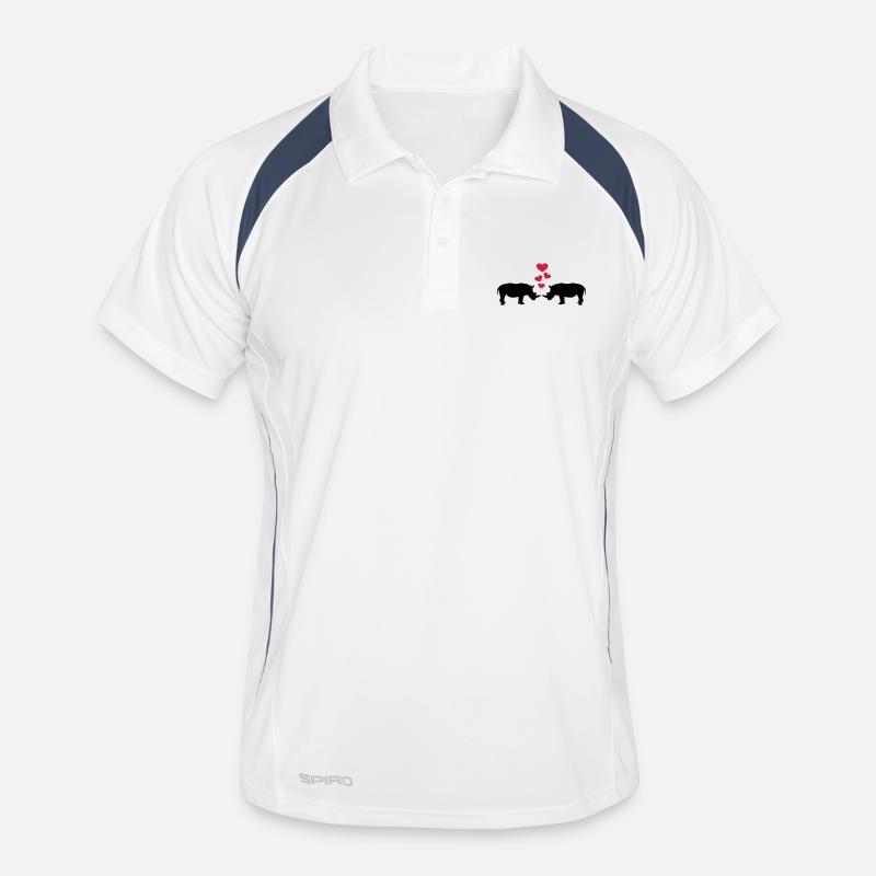Nashorn - Männer Polo atmungsaktiv - Weiß/Navy