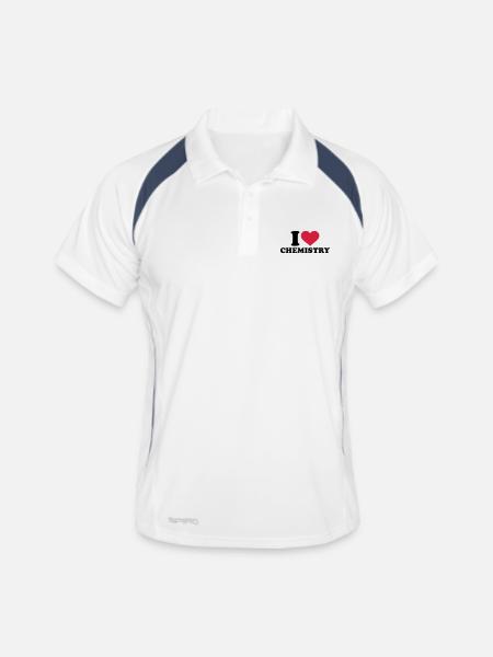 I love Chemistry - Polo respirant Homme - blanc/marine - Devant
