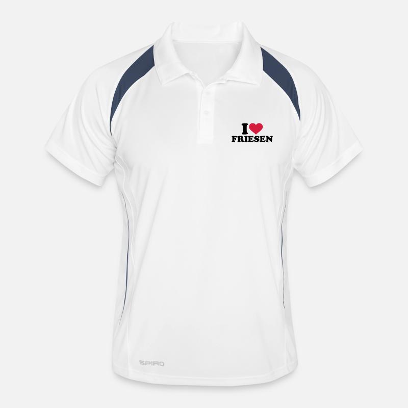 Friese - Männer Polo atmungsaktiv - Weiß/Navy