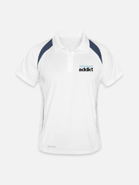 windsurf addict - Männer Polo atmungsaktiv - Weiß/Navy - Vorne