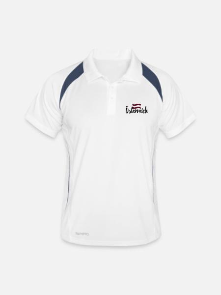 Austria - Männer Polo atmungsaktiv - Weiß/Navy - Vorne