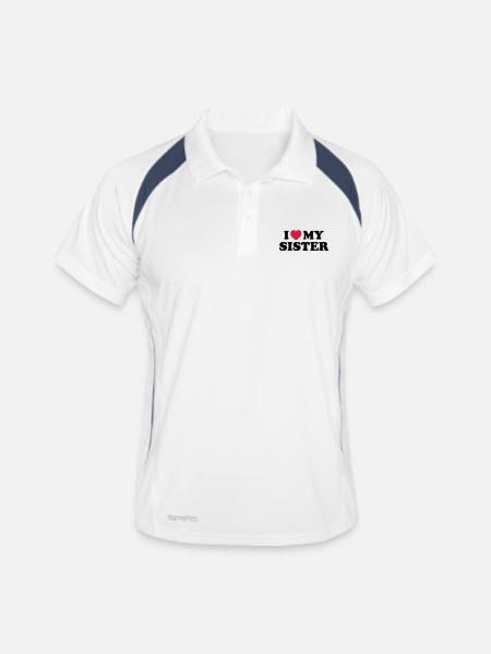 I love my sister - Männer Polo atmungsaktiv - Weiß/Navy - Vorne