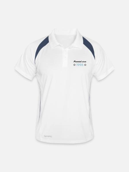 1998 - Birthday Wedding - Marriage - Love - Wife - Männer Polo atmungsaktiv - Weiß/Navy - Vorne