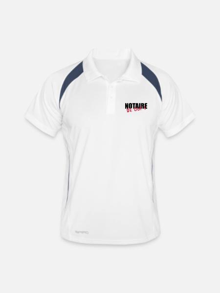 Notar / Notare / Gerechtigkeit / Recht - Männer Polo atmungsaktiv - Weiß/Navy - Vorne