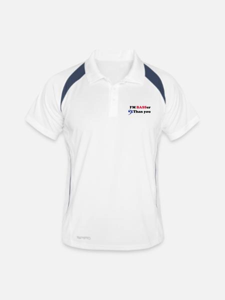 Je suis bassiste que vous, bass motif - Polo respirant Homme - blanc/marine - Devant