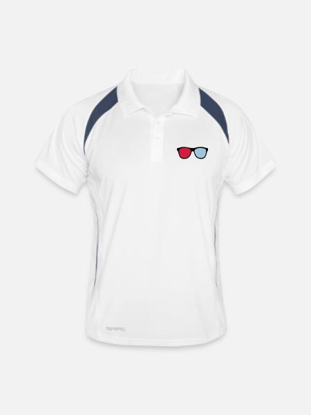 3D-Brillen - Männer Polo atmungsaktiv - Weiß/Navy - Vorne