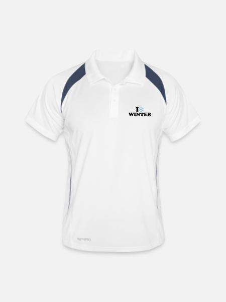 I love Winter - Männer Polo atmungsaktiv - Weiß/Navy - Vorne