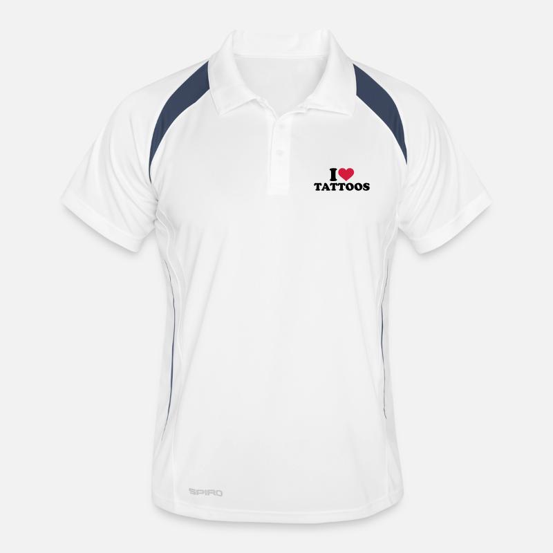 Tattoo - Männer Polo atmungsaktiv - Weiß/Navy