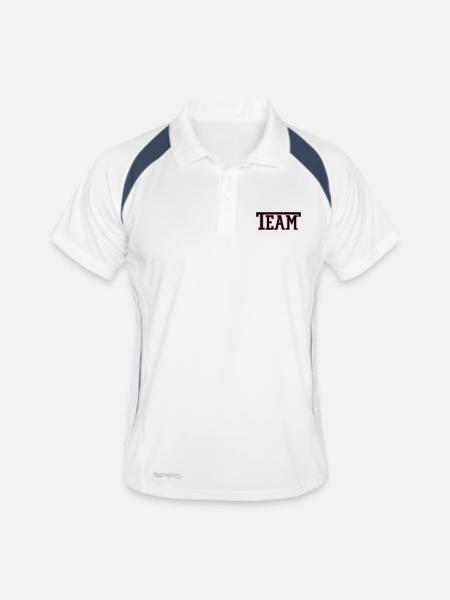 Team Font - Männer Polo atmungsaktiv - Weiß/Navy - Vorne