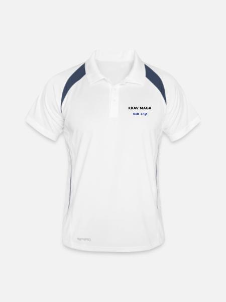 KRAV MAGA - Männer Polo atmungsaktiv - Weiß/Navy - Vorne