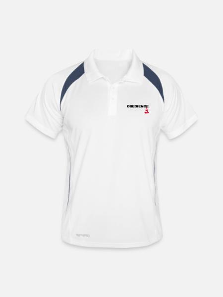 Obéissance avec des pylônes - Polo respirant Homme - blanc/marine - Devant