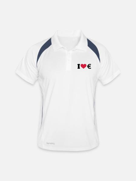 I love Euro - Polo respirant Homme - blanc/marine - Devant