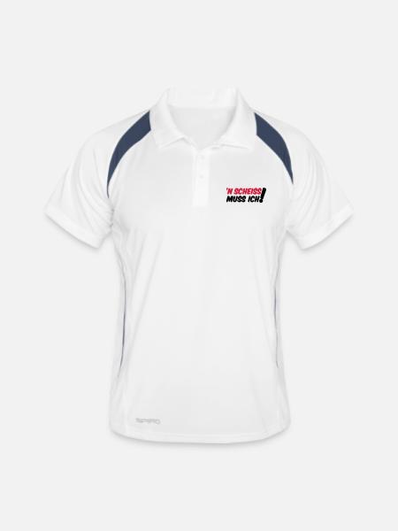 'N SCHEISS MUSS ICH! - Männer Polo atmungsaktiv - Weiß/Navy - Vorne