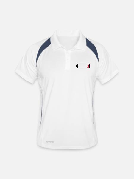 Empty - no power - tired - charge battery - Men's Polo breathable - white/navy - Front