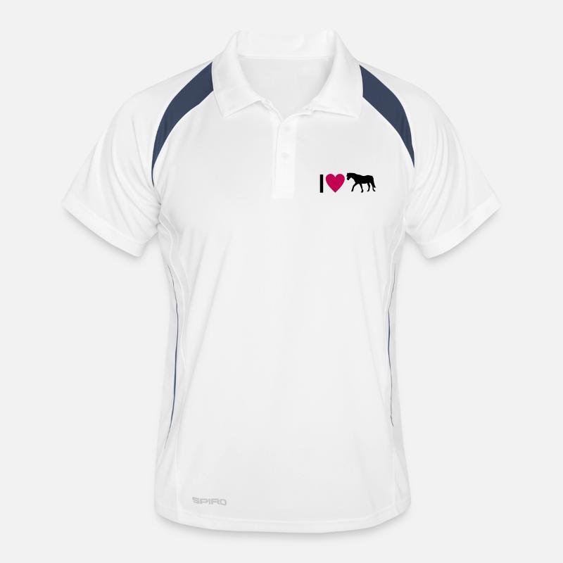 Pferd - Männer Polo atmungsaktiv - Weiß/Navy