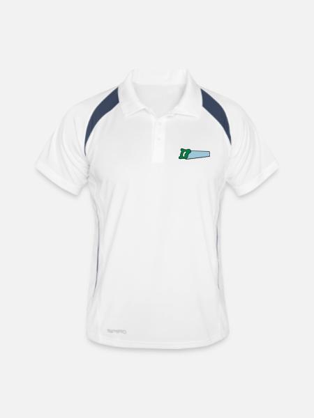 säge - Männer Polo atmungsaktiv - Weiß/Navy - Vorne