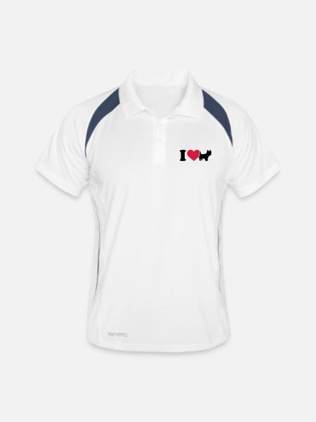 Westie - Männer Polo atmungsaktiv - Weiß/Navy - Vorne