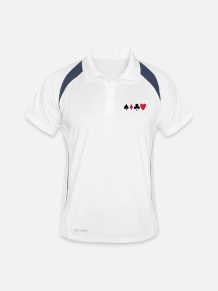 poker - Männer Polo atmungsaktiv - Weiß/Navy - Vorne