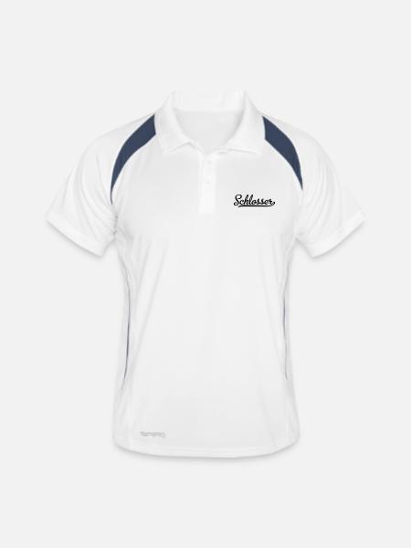 Schlosser - Männer Polo atmungsaktiv - Weiß/Navy - Vorne