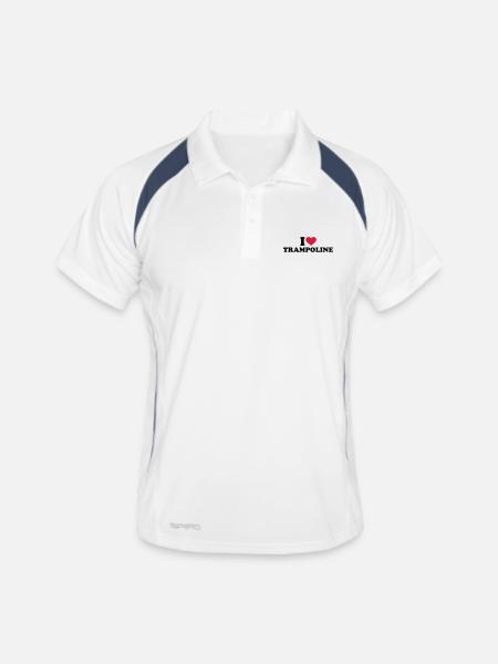 Trampolin - Männer Polo atmungsaktiv - Weiß/Navy - Vorne