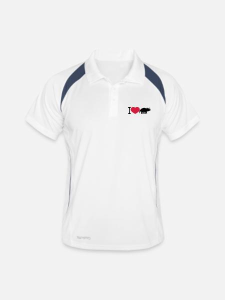 i love herz liebe Triceratops hörner silhouette sc - Männer Polo atmungsaktiv - Weiß/Navy - Vorne