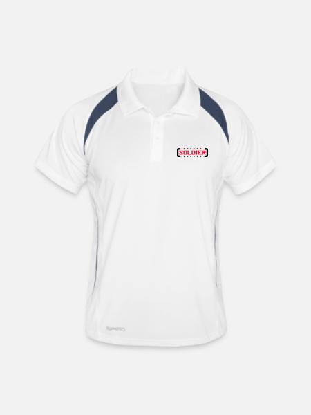 Sterne Soldat Logo Krieg General Freiheitskämpfer - Männer Polo atmungsaktiv - Weiß/Navy - Vorne