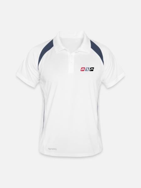 kite_board_buggy - Männer Polo atmungsaktiv - Weiß/Navy - Vorne