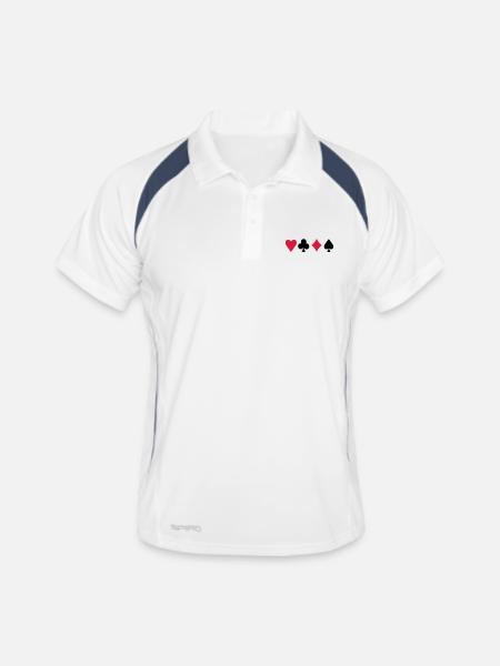 Poker - Männer Polo atmungsaktiv - Weiß/Navy - Vorne