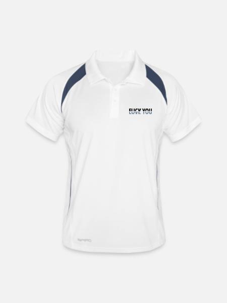 Fuck/Love You - Männer Polo atmungsaktiv - Weiß/Navy - Vorne