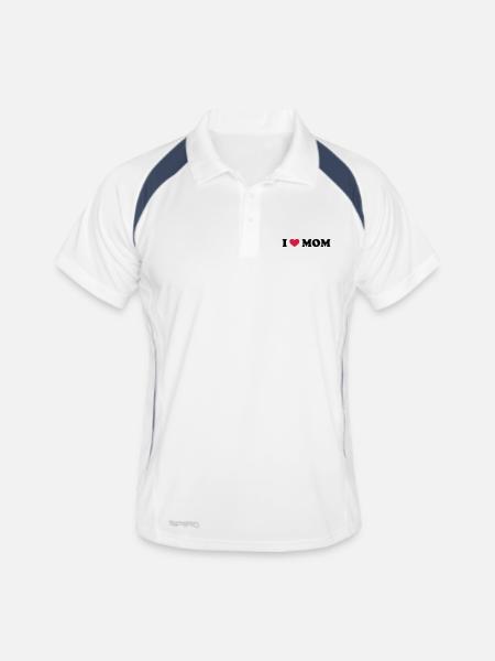 I Love Mom - Männer Polo atmungsaktiv - Weiß/Navy - Vorne