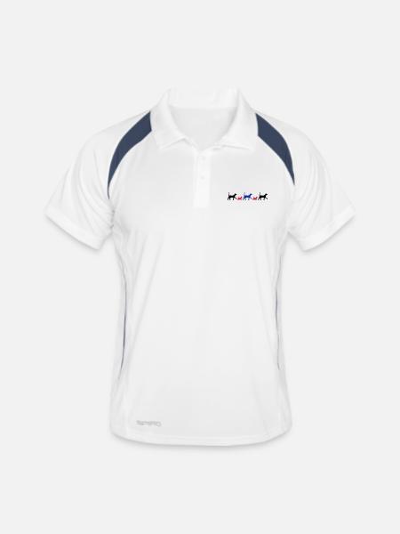 Big cat and small cat - Polo respirant Homme - blanc/marine - Devant