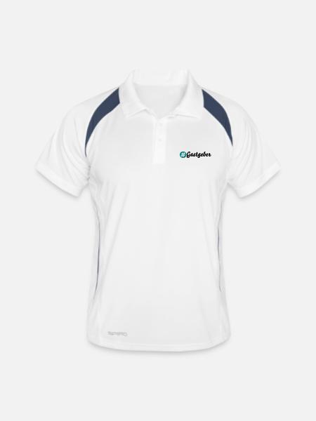 Gastgeber - Männer Polo atmungsaktiv - Weiß/Navy - Vorne