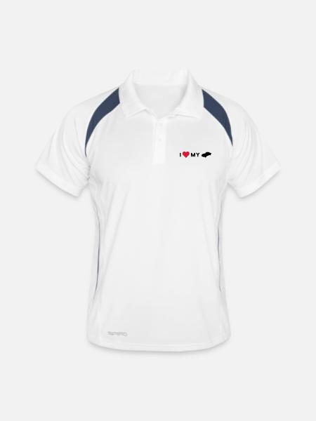 i love my car - Männer Polo atmungsaktiv - Weiß/Navy - Vorne