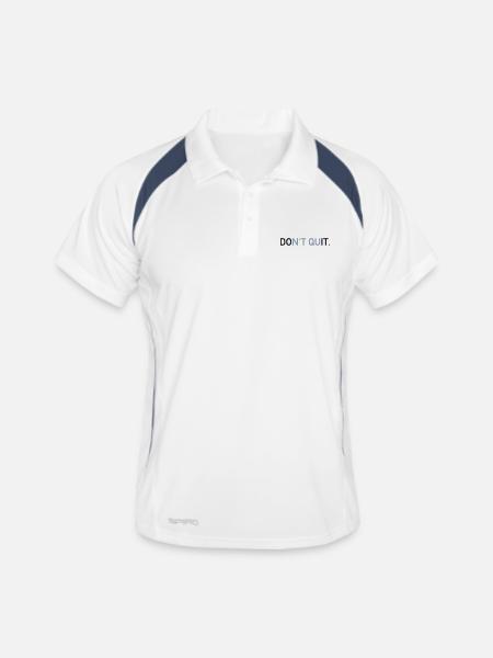 Don't quit - Männer Polo atmungsaktiv - Weiß/Navy - Vorne